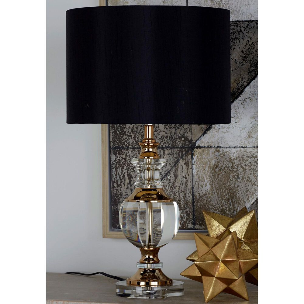 Maple and Jade Glam Round Base Table Lamp in Gold and Clear, , large