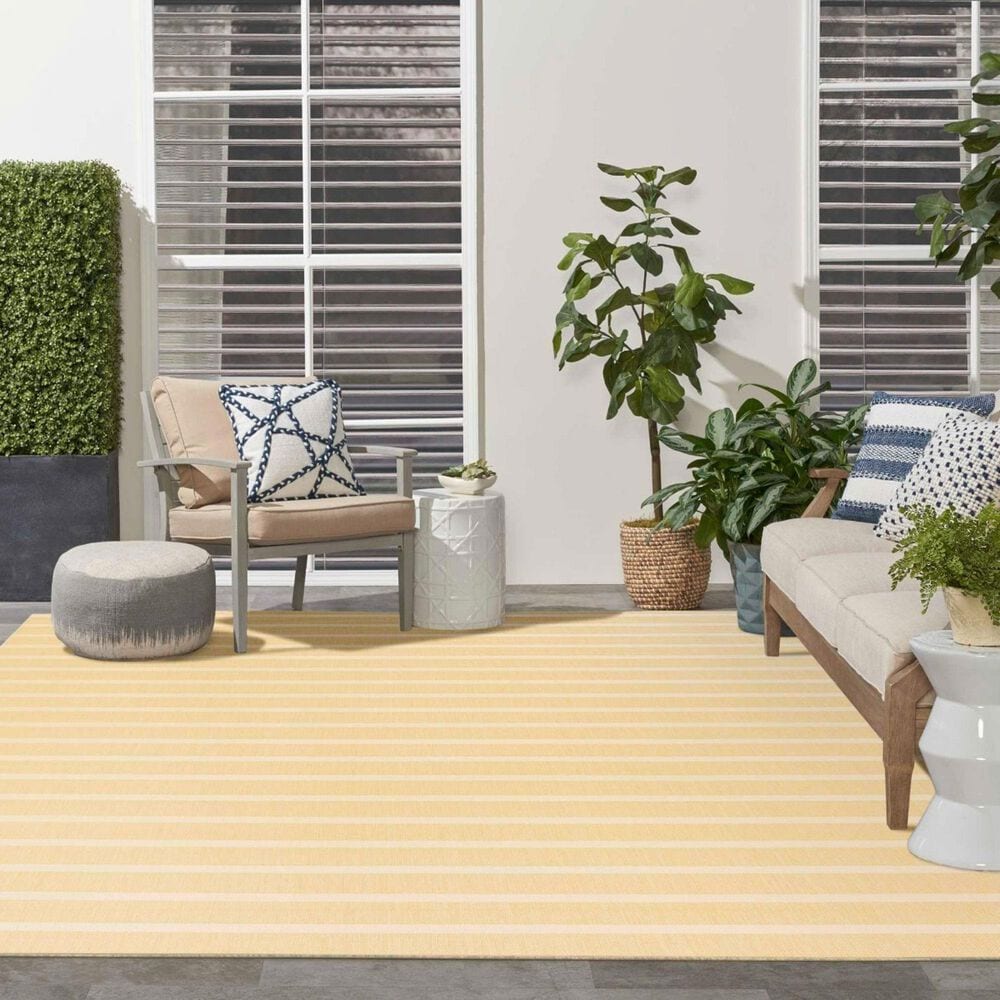 Nourison Positano POS03 Yellow and Ivory 5&#39; x 7&#39; Indoor/Outdoor Area Rug, , large