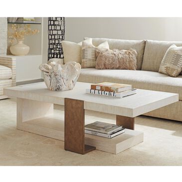 Lexington Furniture Carmel Sunridge Rectangular Cocktail Table in White and Brass, , large