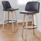 LumiSource Toriano Swivel Bar Stool with Grey Faux Leather Upholstery in Whitewashed and Black (Set of 2), , large
