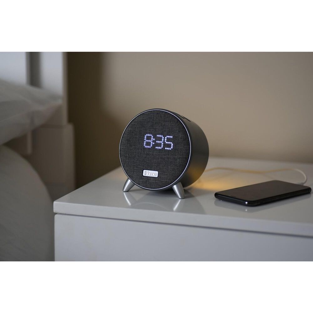 iHome Bluetooth Alarm Clock with Dual USB Charging and Ambient Light in Grey, , large