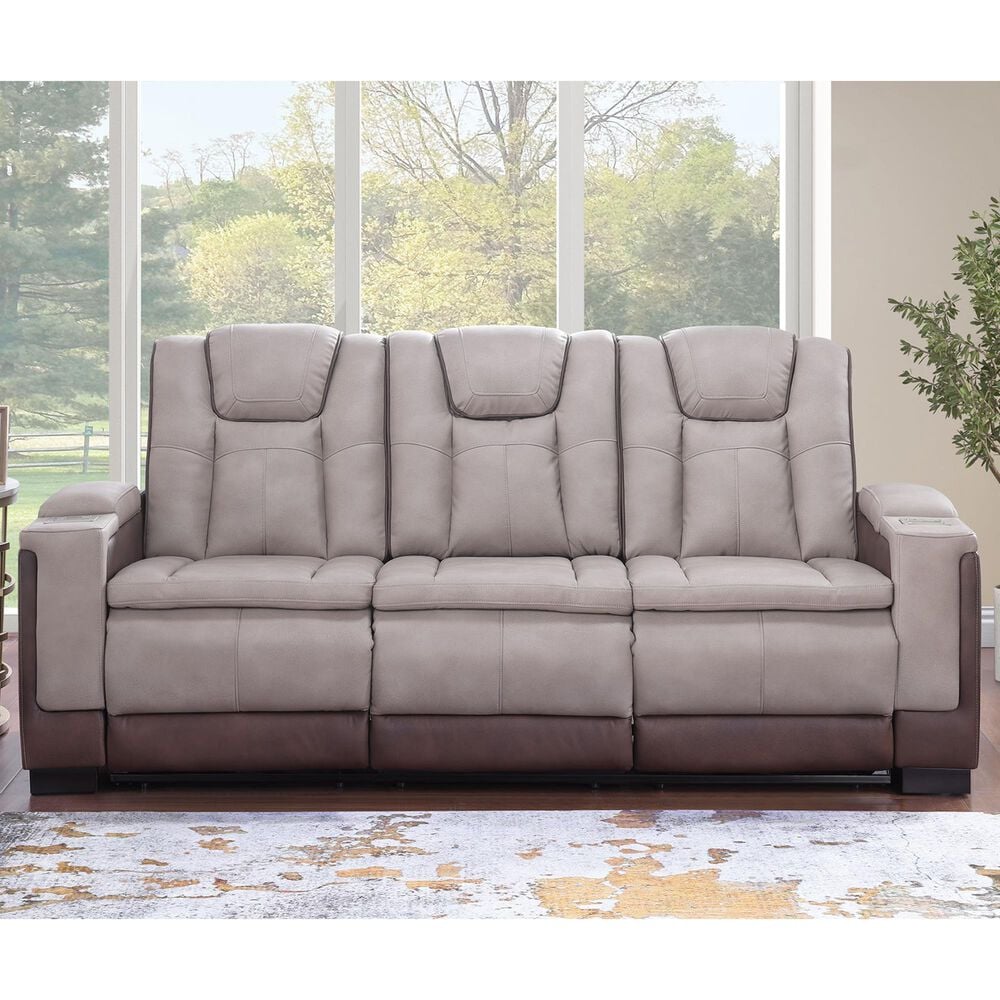 Titanic Furniture Power Reclining Sofa with Power Headrest in Brown, , large