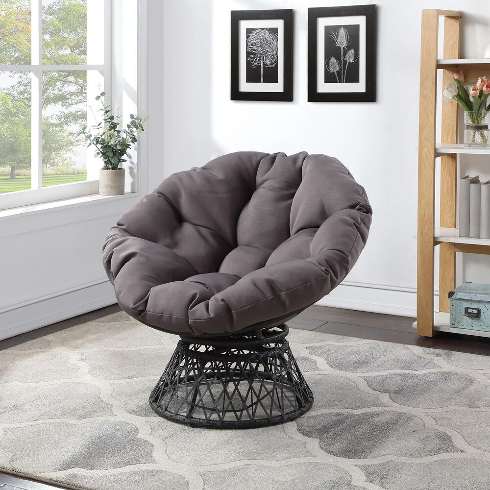 Valor Living Papasan Swivel Chair in Grey, , large