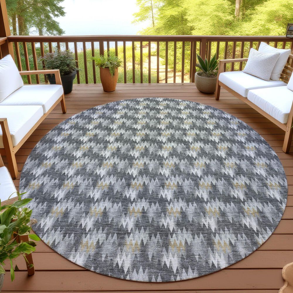Dalyn Rug Company Soft Essentials Chevron Graphite 8' Round Area Rug, , large