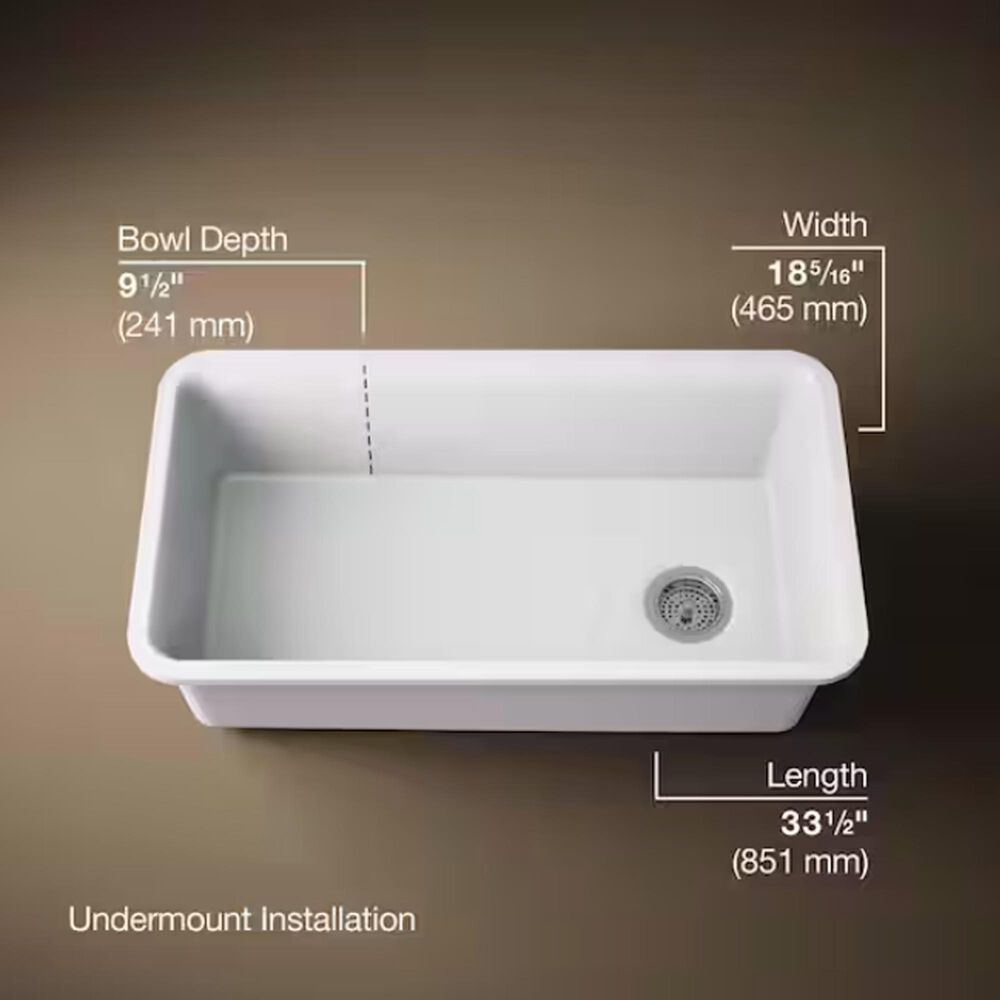 Kohler Cairn 33.5" Single Bowl Sink in Matte White, , large