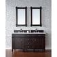 James Martin Vanities Brittany 60" Double Bathroom Vanity in Burnished Mahogany with 3 cm White Zeus Quartz Top and Rectangular Sinks, , large