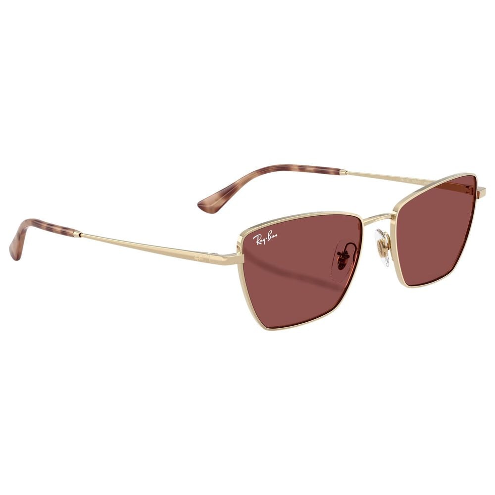 Rayban Glasses Drea Bio-Based Sunglasses with Dark Violet Lenses in Polished Pale Gold, , large