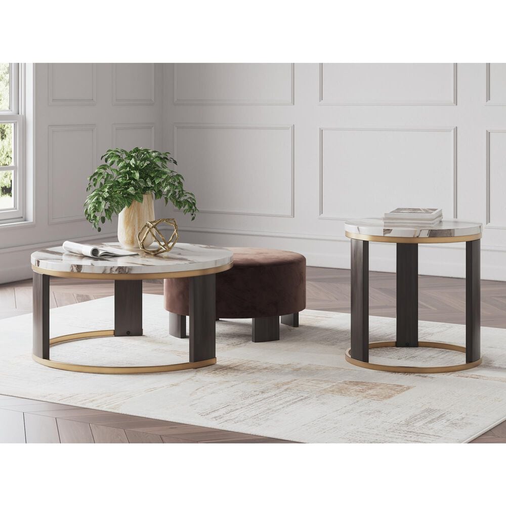 Ashley Jazmore End Table in Brown and Brass, , large