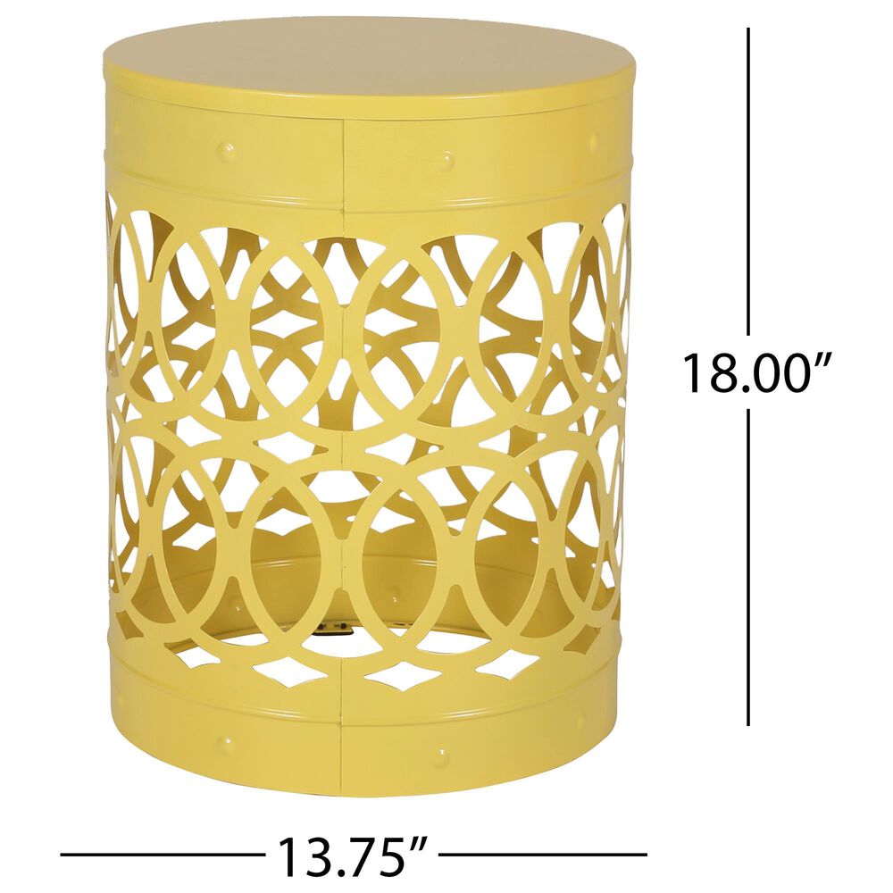 Hearth and Haven Outdoor Side Table with Overlapping Circle Design in Yellow, , large