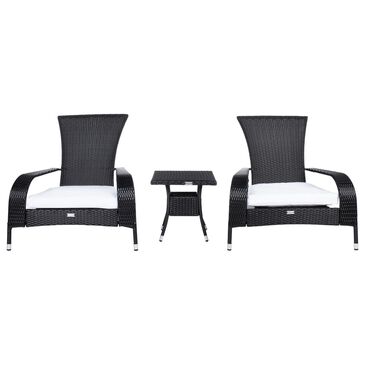 Safavieh Anaheim 3-Piece Patio Lounge Set with White Cushion in Black, , large