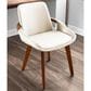Lumisource Cosmo Arm Chair with Cream Faux Leather Cushion in Walnut, , large