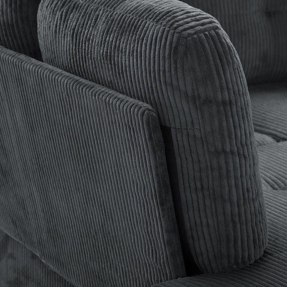 HOMLUX 94.49" L-Shaped Modular Sectional Sofa with Storage Ottoman and Cup Holders in Dark Gray, , large