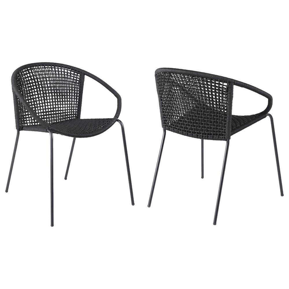 Blue River Snack Outdoor Dining Chair with Rope Seat in Black (Set of 2), , large