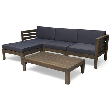 Noble House Cambridge 5-Piece Patio Sectional Set in Dark Gray, , large