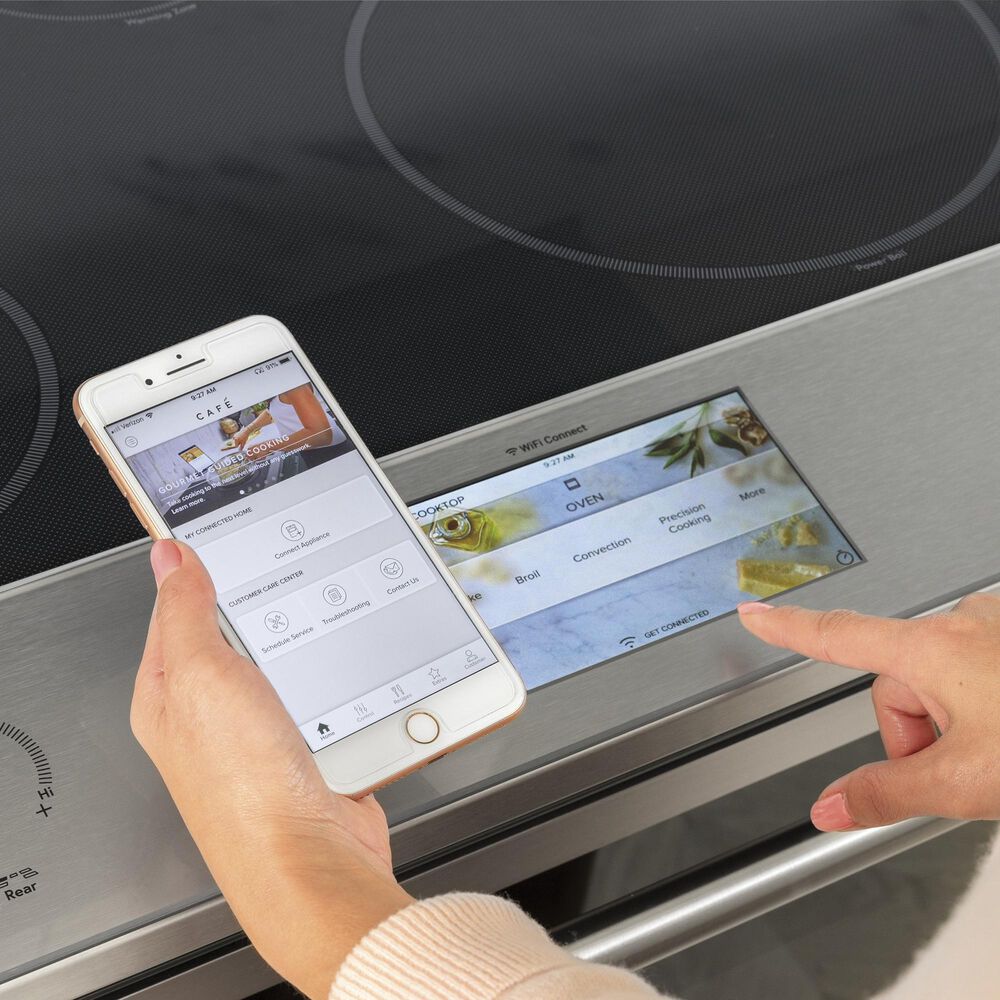 Cafe 5.3 Cu. Ft. Slide-In Electric Range in Brushed Stainless, , large