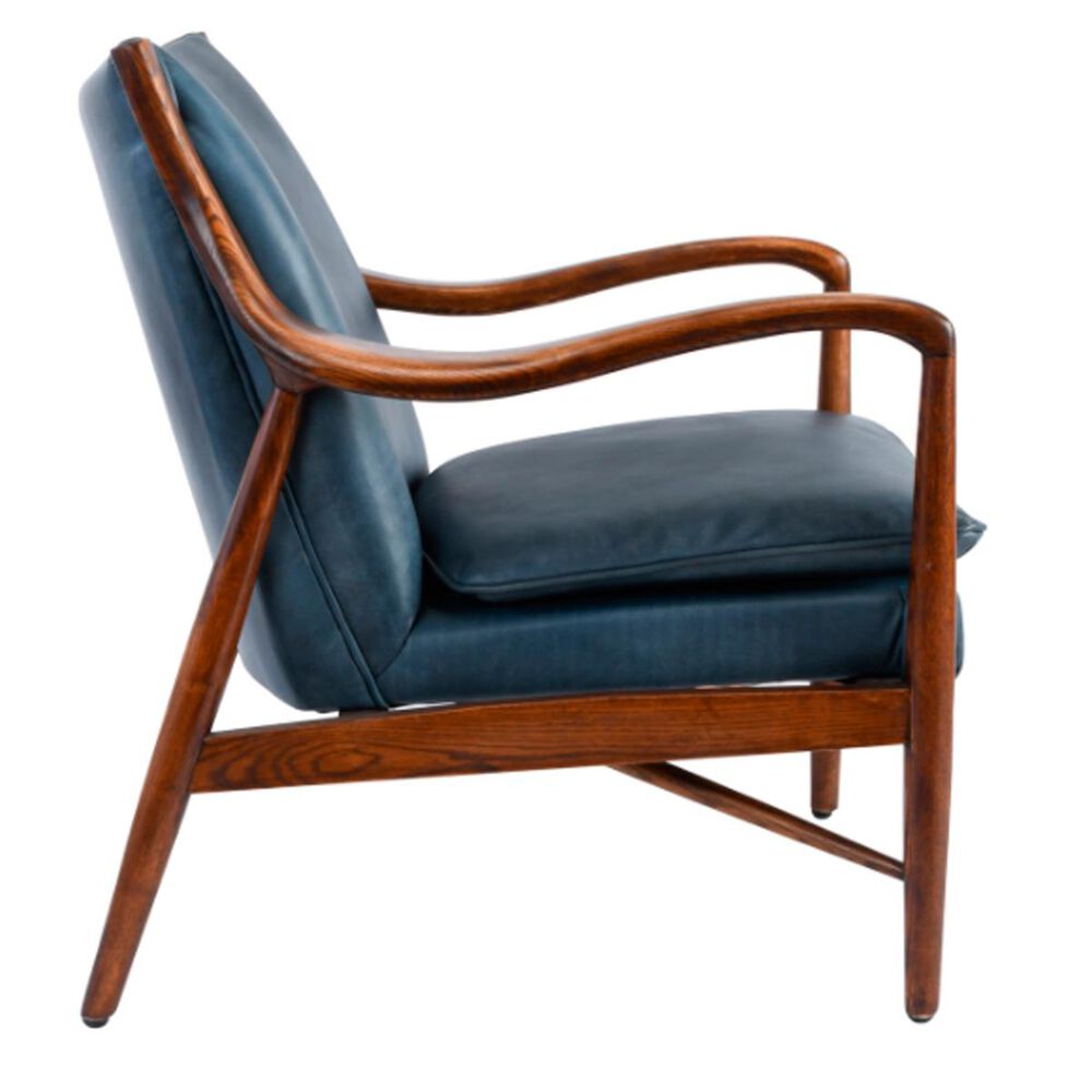 Classic Home Kiannah Leather Accent Chair in Blue, , large
