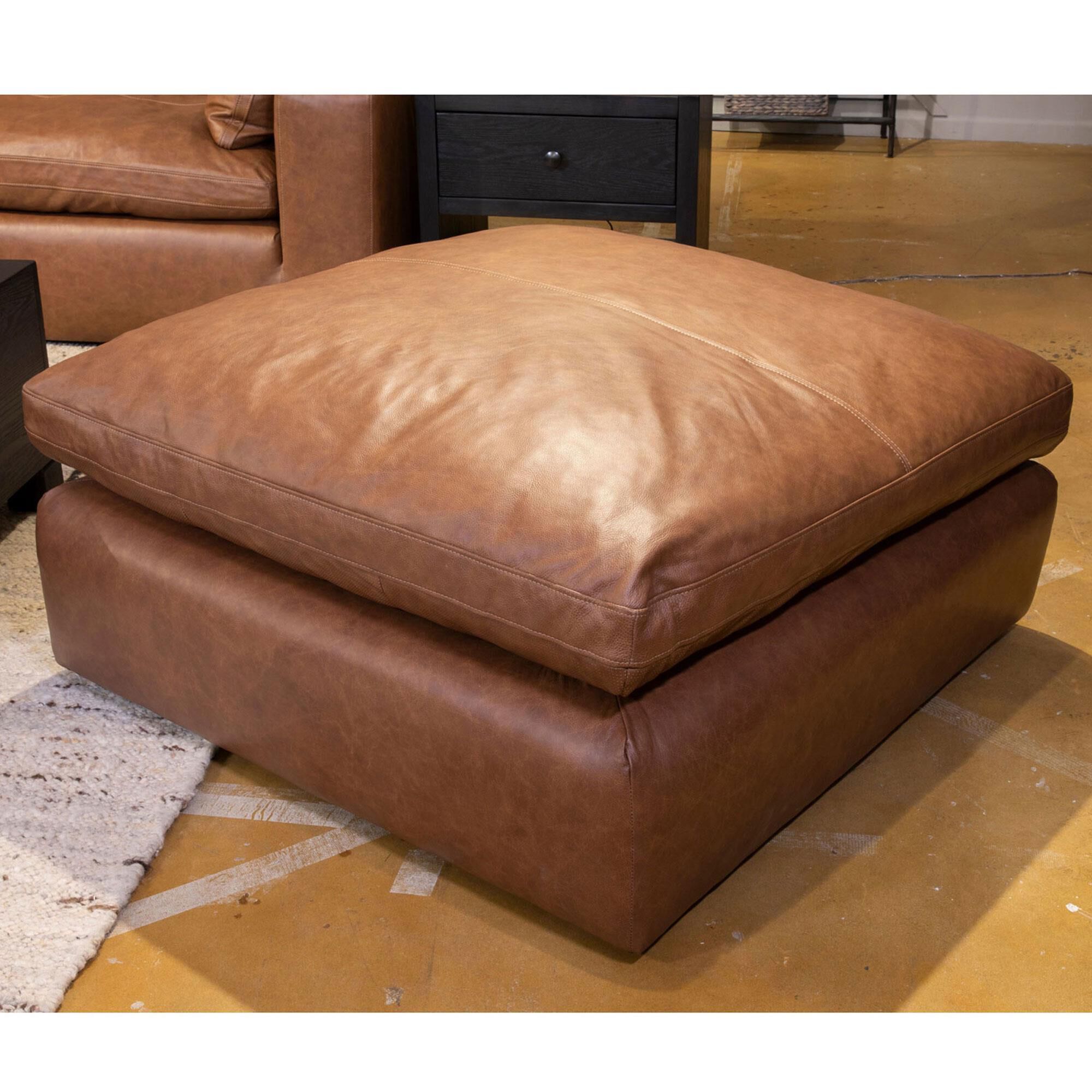 Oversized brown shop leather ottoman