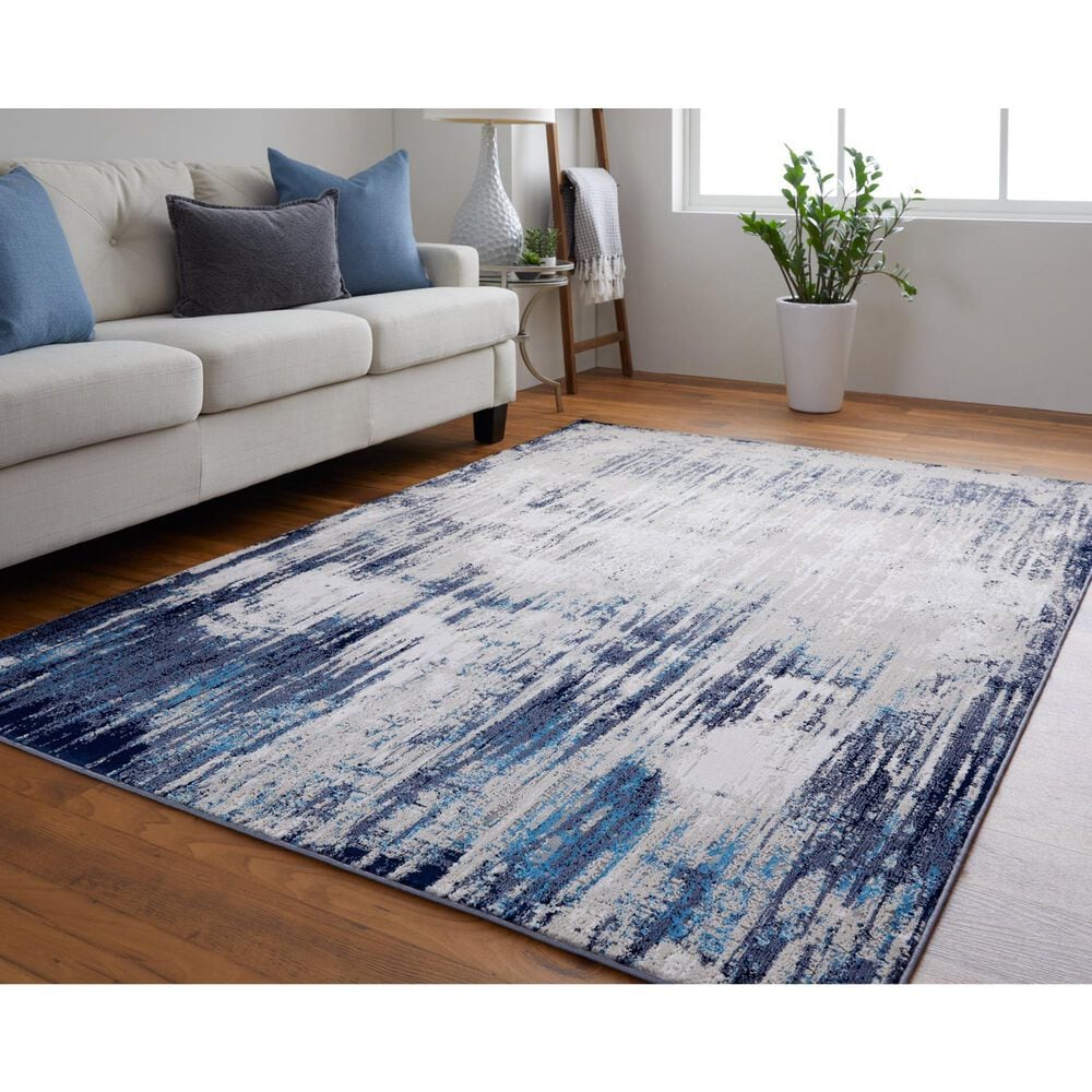 Feizy Indio 5&#39; x 8&#39; Beige and Blue Area Rug, , large