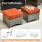 HOMLUX 5-Piece Patio Conversation Set with Two Ottomans in Orange Red, , large