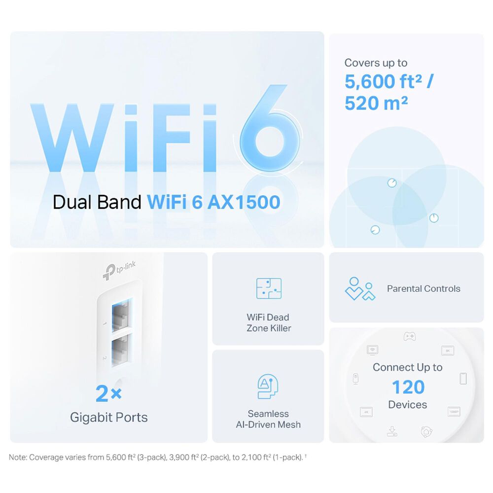TP Link Deco Wi-Fi 6 System Router in White &#40;Set of 3&#41;, , large