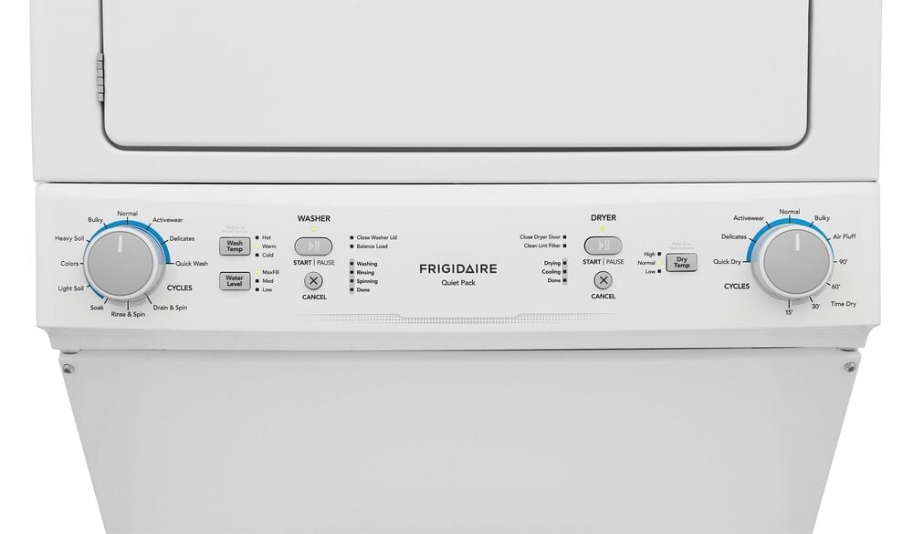 Frigidaire 3.9 Cu Ft Washer and 5.5 Cu Ft Dryer Electric Stacked Laundry in White, , large