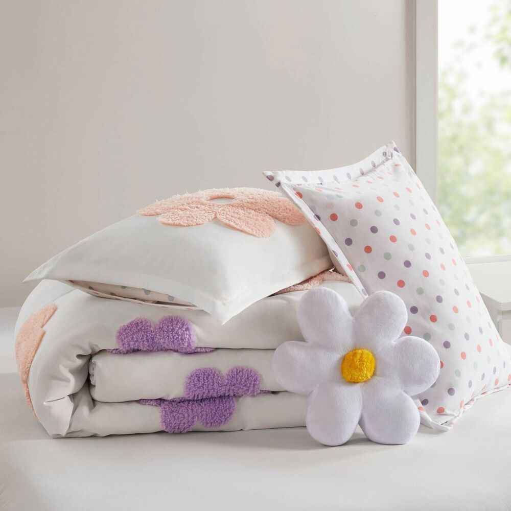 Hampton Park Gracie 4-Piece Full/Queen Comforter Set in White and Purple, , large