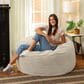 Jaxx Saxx 4" Large Round Bean Bag Chair in Ivory, , large