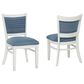 Linon Home Decor Lainey Side Chair with Blue Stripe Cushion in White (Set of 2), , large