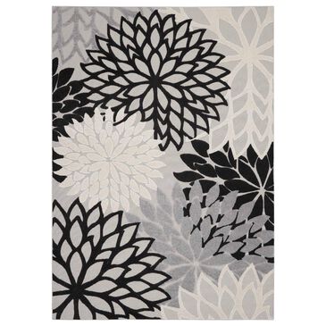 Nourison Aloha Floral 9"6" x 13" Black and White Indoor/Outdoor Area Rug, , large