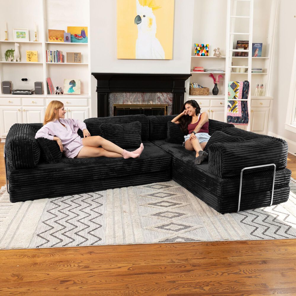 Jaxx Unsofa 2-Piece Modular Right Facing L-Shaped Sectional in Black, , large