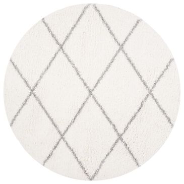 Safavieh Parma Shag PMA515A 5"3" Round Cream and Grey Area Rug, , large