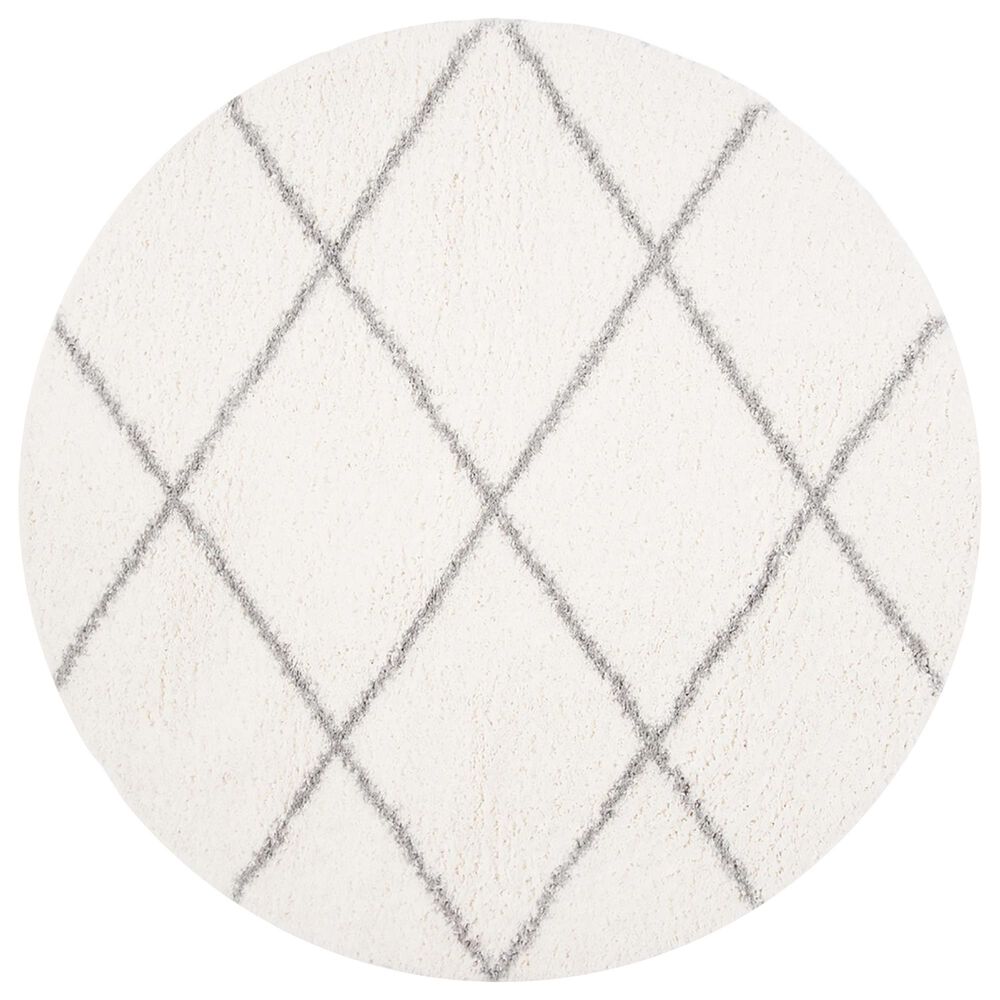 Safavieh Parma Shag PMA515A 5"3" Round Cream and Grey Area Rug, , large