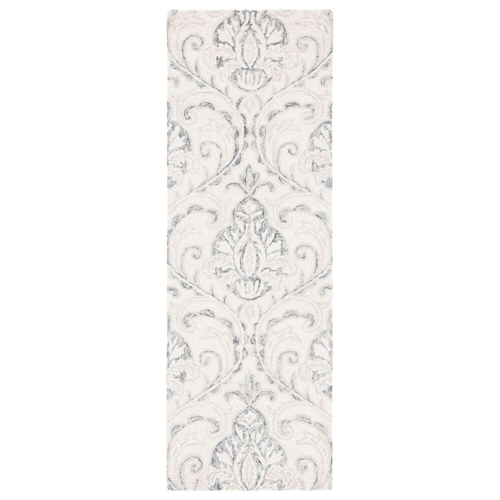 Safavieh Micro-Loop Damask 2"3" x 8" Ivory and Grey Runner, , large