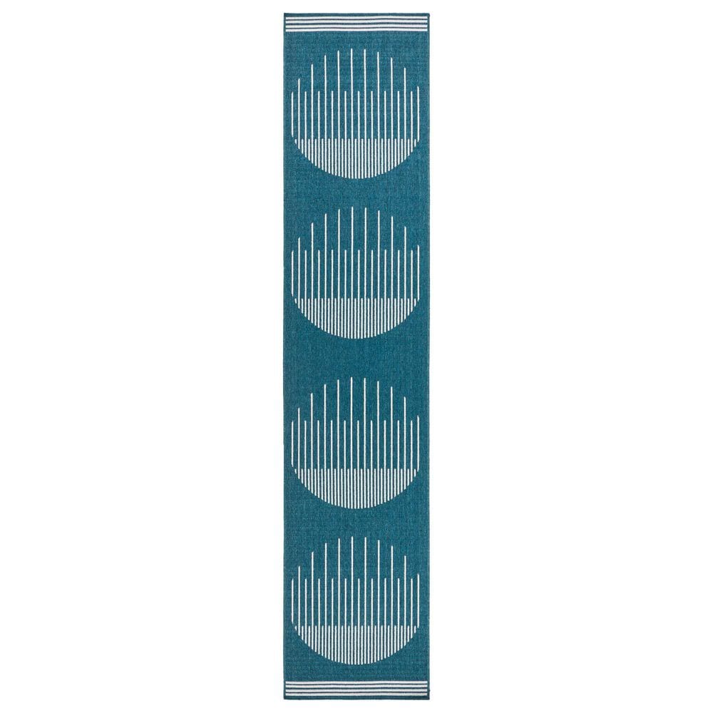 Surya Alfresco 2"5" x 11"10" Marine Blue, Light Silver, Slate Blue and Metallic Silver Indoor/Outdoor Runner, , large