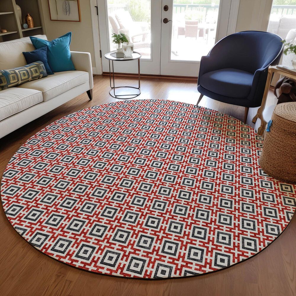 Dalyn Rug Company Marlo 10&#39; Round Red Indoor/Outdoor Area Rug, , large