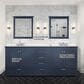 Lexora Home Dukes 80" Double Bathroom Vanity in Navy Blue with 2 cm White Cultured Marble Top and Rectangular Sinks, , large