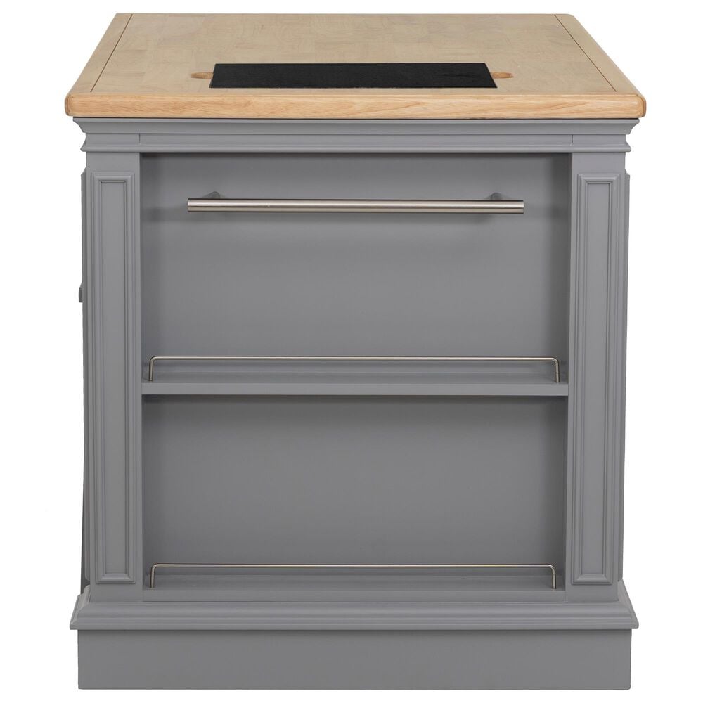 Linon Home Decor Posie Kitchen Island with 2 Stools in Grey, Natural and Black, , large