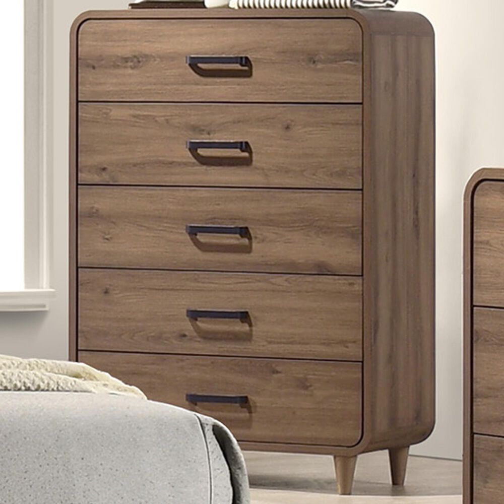 Crown Mark Nyomi 5-Drawer Chest in Light Brown, , large