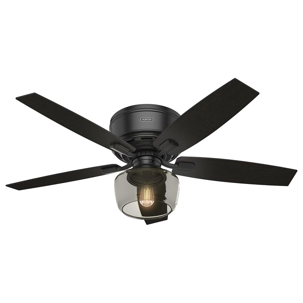 Hunter Bennett Low Profile 52&quot; Ceiling Fan with Light in Matte Black, , large
