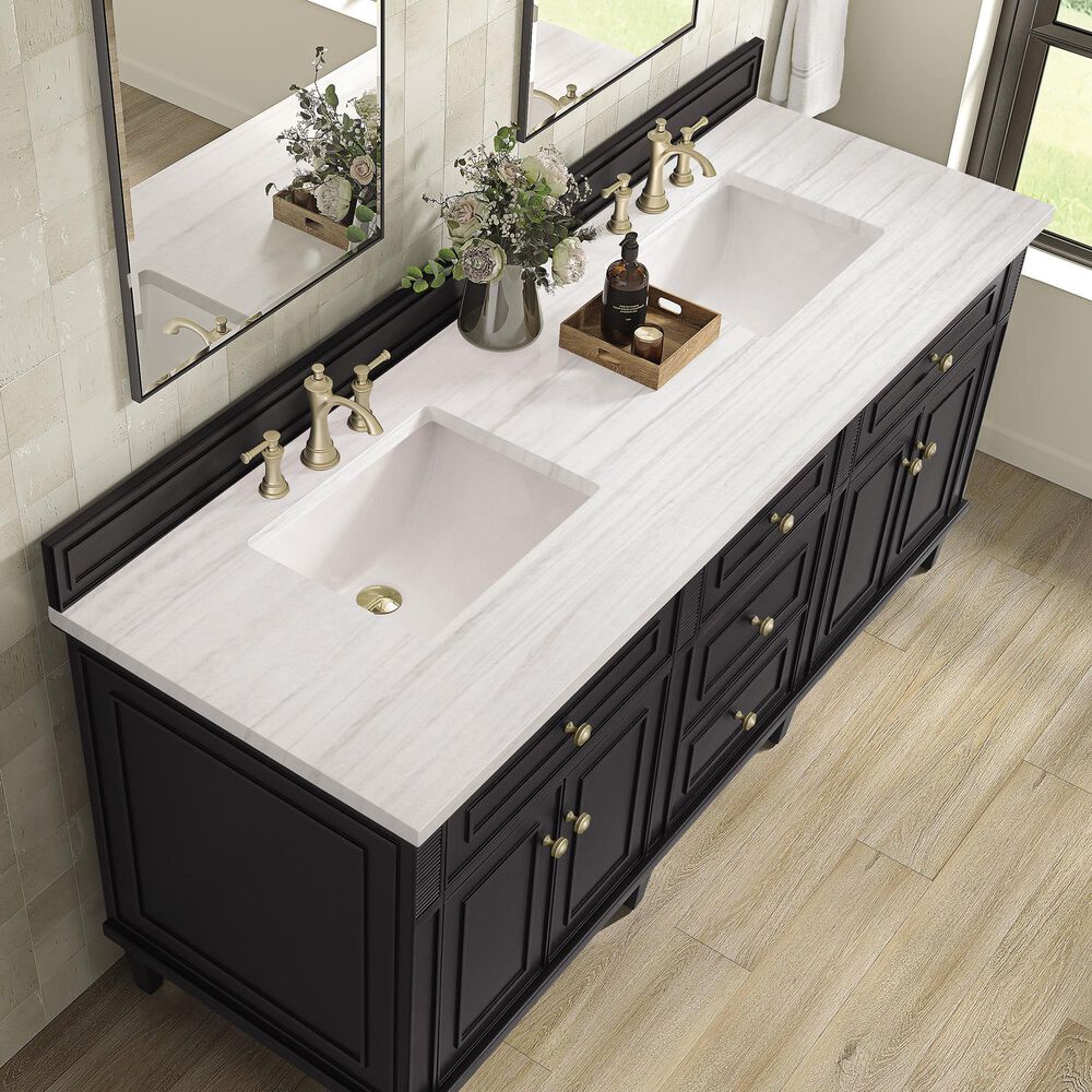 James Martin Vanities Lorelai 72&quot; Double Vanity in Black Onyx with 3 cm Arctic Fall Solid Surface Top, , large