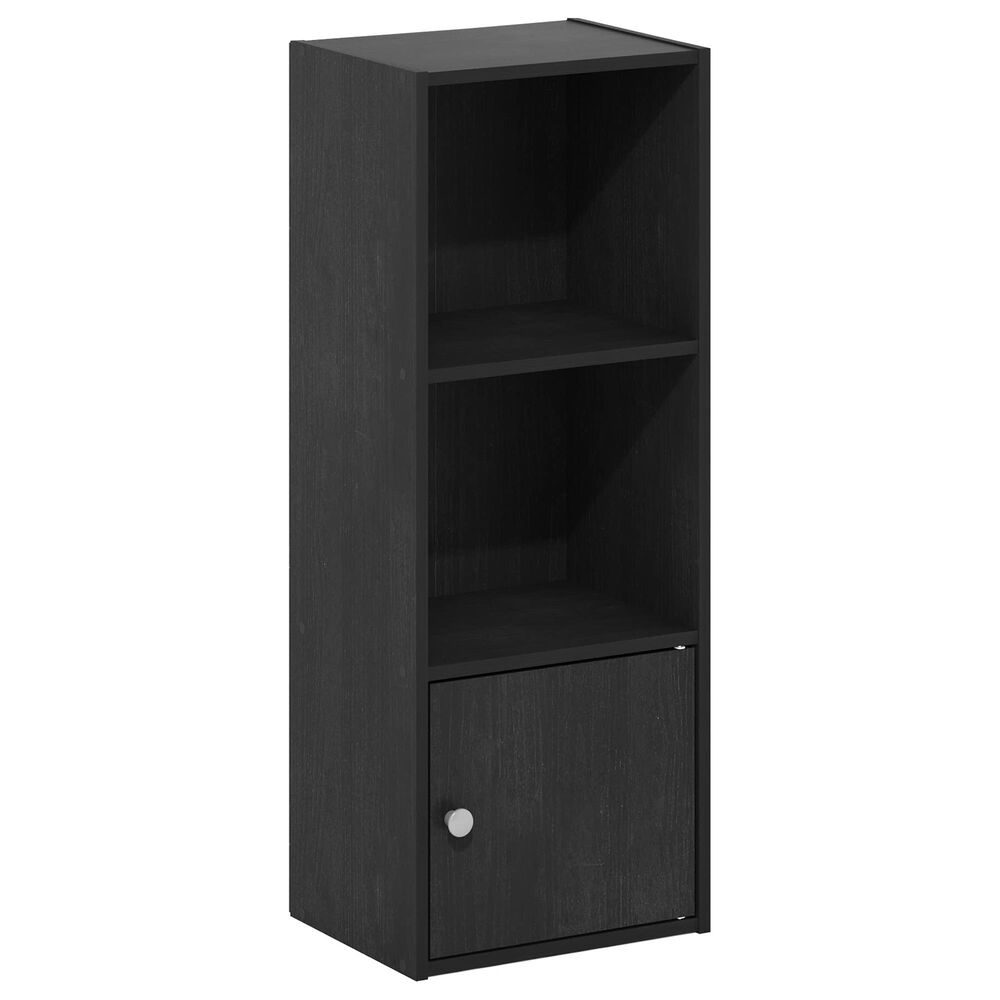 HOMLUX 3-Tier Shelf Bookcase with Door Storage Cabinet in Blackwood, , large