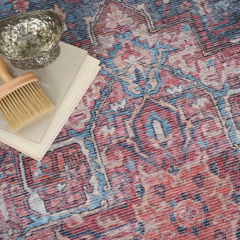 57 Grand by Nicole Curtis Series 1 5&#39;3&quot; x 7&#39;3&quot; Brick Red and Blue Area Rug, , large