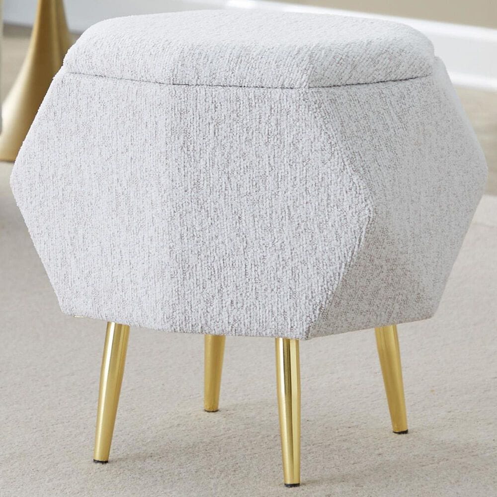 LumiSource Diamond Storage Ottoman in Light Grey, , large