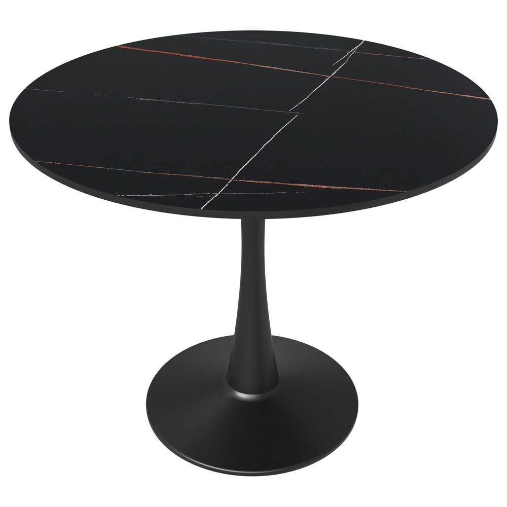 Leisuremod Leisuremod Bristol 35 round dining table Black base with Black Sintered stone Top, , large