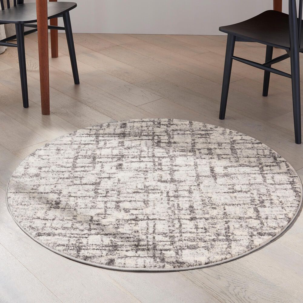 Nourison Rush 8&#39; Round Ivory and Grey Area Rug, , large