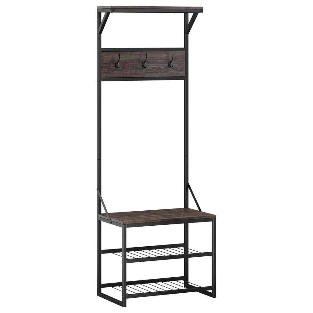 RiverRidge Home Afton Hall Tree in Dark Weathered Woodgrain, , large