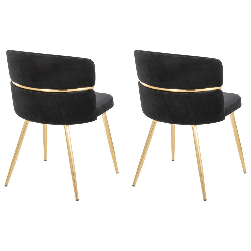 Lumisource Cinch Side Chair with Black Velvet Cushion in Gold &#40;Set of 2&#41;, , large