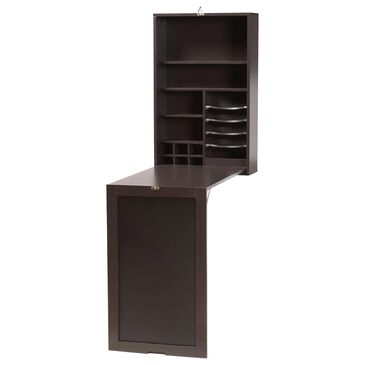 Baxton Studio Millard Wall Mount Folding Desk in Dark Brown, , large