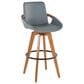 Lumisource Cosmo Swivel Barstool with Grey Cushion in Walnut and Black, , large