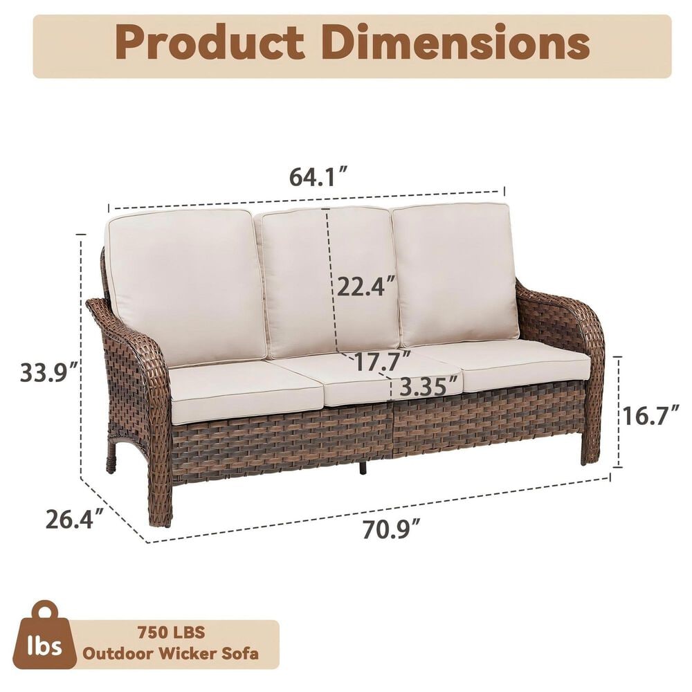 Sunwell Garden 6-Piece Patio Chat Set Two Ottomans in Beige, , large